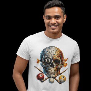 Mosaic 8 Ball Pool Graphic T-Shirt | Men’s Billiards Tee